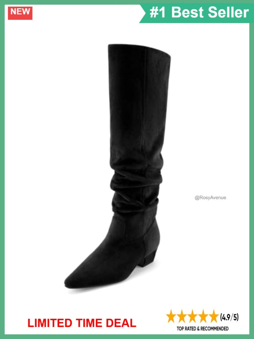 Women's Slouchy Knee High Boots Chunky Heel Pointed Toe Suede Long Boots